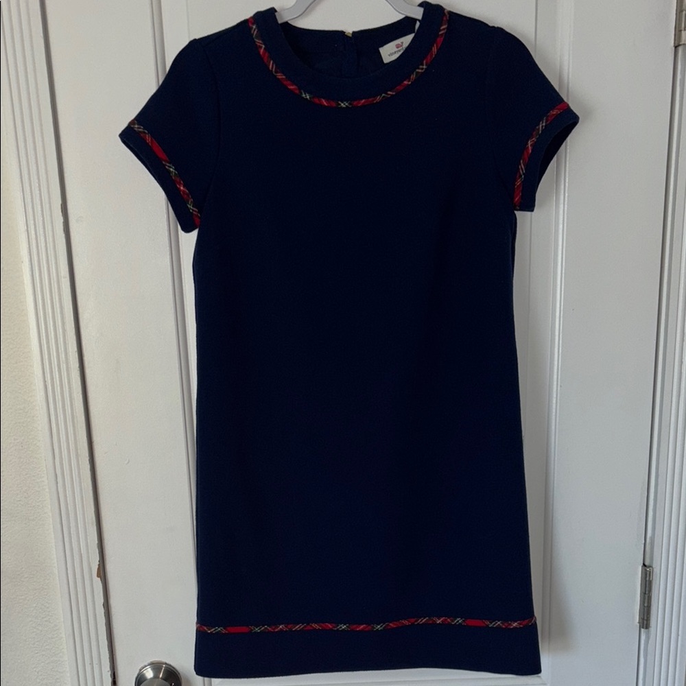 Vineyard Vines Tartan Trim Ponte dress 2 pink tub - Picture 2 of 10